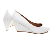 Damen Keilabsatz Brautschuhe Hochzeit Pumps Wedges White # 901-13