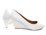 Damen Keilabsatz Brautschuhe Hochzeit Pumps Wedges White # 901-13