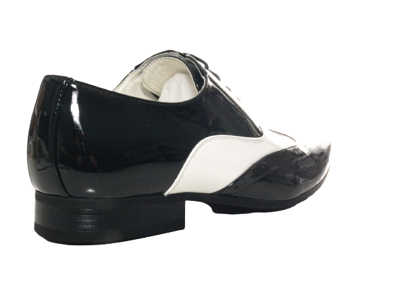 Chaussures de ville homme design, chaussures de costume, chaussures de soirée, aspect verni, noir / blanc # 211-3