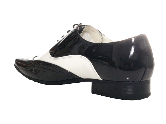 Chaussures de ville homme design, chaussures de costume, chaussures de soirée, aspect verni, noir / blanc # 211-3