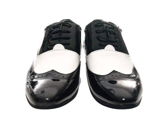 Chaussures de ville homme design, chaussures de costume, chaussures de soirée, aspect verni, noir / blanc # 211-3