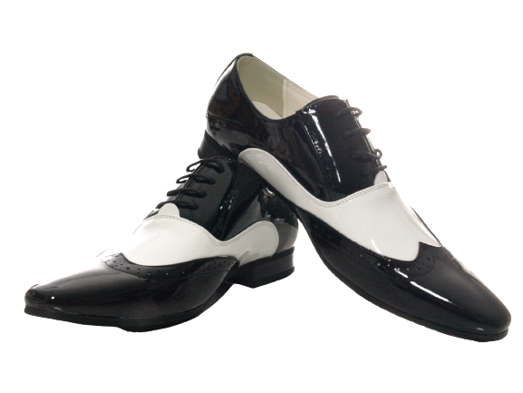Chaussures de ville homme design, chaussures de costume, chaussures de soirée, aspect verni, noir / blanc # 211-3