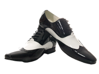 Herren Business Designer Halbschuhe Anzug Schuhe Abendschuhe Lack Optik Black / White # 211-3