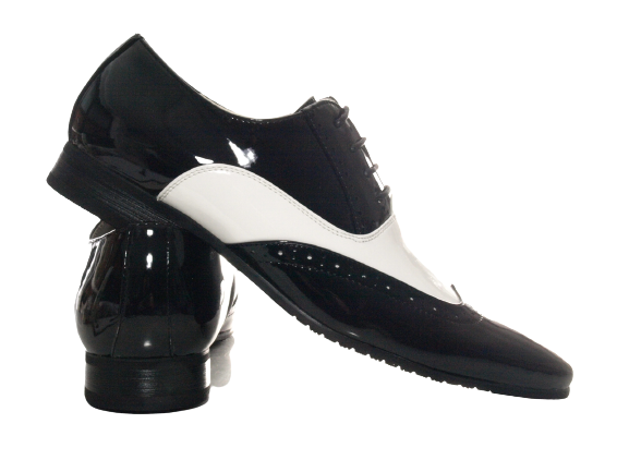 Chaussures de ville homme design, chaussures de costume, chaussures de soirée, aspect verni, noir / blanc # 211-3
