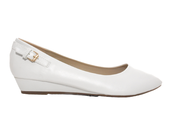 Ballerines mocassins à enfiler pour femme avec talon compensé, chaussures plates décontractées blanc # 006-13