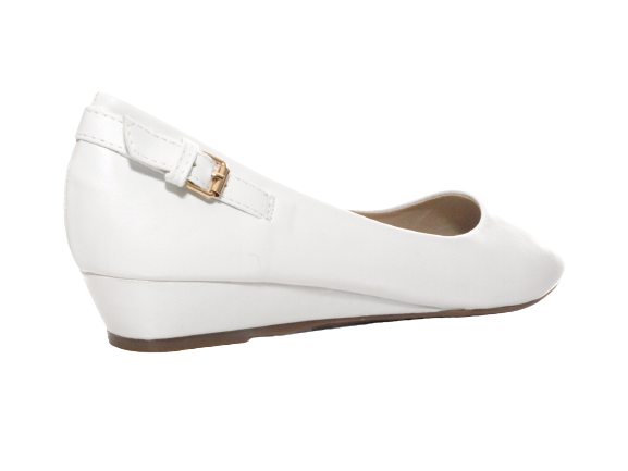 Ballerines mocassins à enfiler pour femme avec talon compensé, chaussures plates décontractées blanc # 006-13