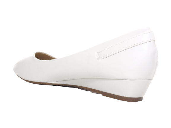 Ballerines mocassins à enfiler pour femme avec talon compensé, chaussures plates décontractées blanc # 006-13