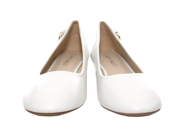 Ballerines mocassins à enfiler pour femme avec talon compensé, chaussures plates décontractées blanc # 006-13