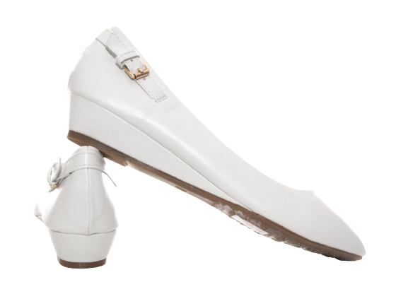 Ballerines mocassins à enfiler pour femme avec talon compensé, chaussures plates décontractées blanc # 006-13