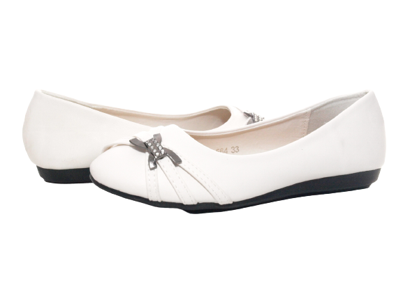 Ballerines mocassins sans lacets pour fille, chaussures basses, style décontracté, blanc # 564