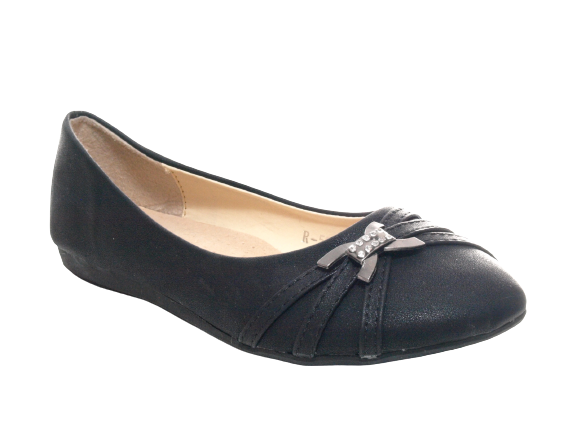Ballerines mocassins sans lacets pour fille chaussures basses chaussures à enfiler décontractées noir # 564