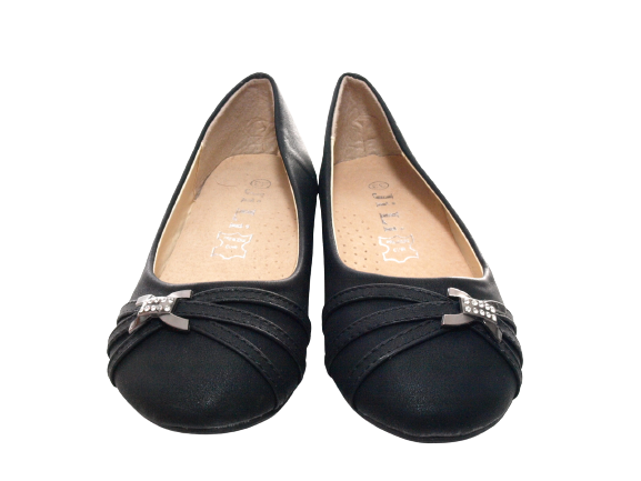 Ballerines mocassins sans lacets pour fille chaussures basses chaussures à enfiler décontractées noir # 564