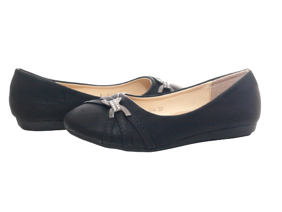 Ballerines mocassins sans lacets pour fille chaussures basses chaussures à enfiler décontractées noir # 564