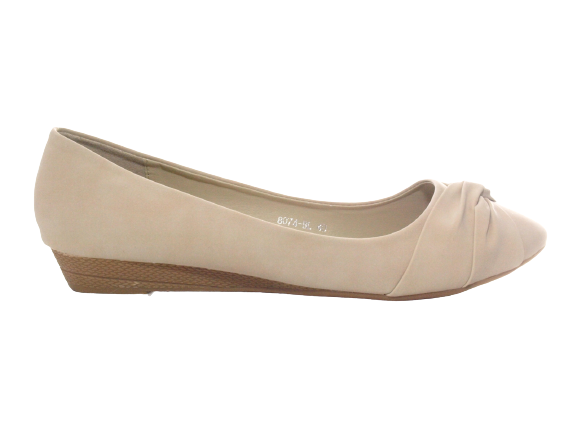Women's Wedge Ballerina Loafers Moccasins Slip-On Flats Casual Beige # 8074