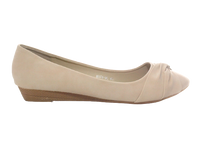 Damen Slipper Keilabsatz Ballerina Loafer Mokassins Slip On Flats Freizeit Beige # 8074