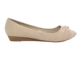 Damen Slipper Keilabsatz Ballerina Loafer Mokassins Slip On Flats Freizeit Beige # 8074