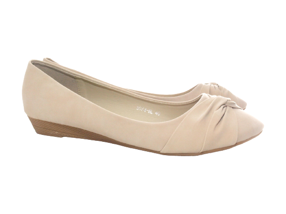 Women's Wedge Ballerina Loafers Moccasins Slip-On Flats Casual Beige # 8074