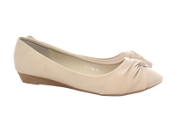 Damen Slipper Keilabsatz Ballerina Loafer Mokassins Slip On Flats Freizeit Beige # 8074