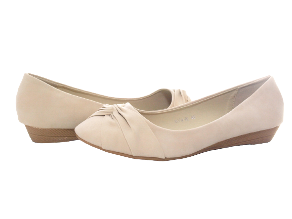 Damen Slipper Keilabsatz Ballerina Loafer Mokassins Slip On Flats Freizeit Beige # 8074