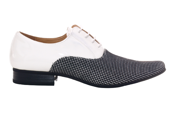 Chaussures de ville homme design, chaussures de costume, chaussures de soirée, aspect verni blanc # 157-81