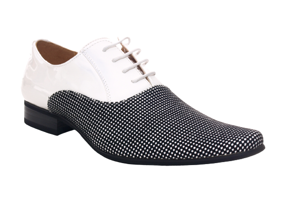 Chaussures de ville homme design, chaussures de costume, chaussures de soirée, aspect verni blanc # 157-81