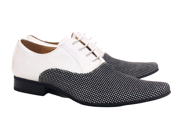 Chaussures de ville homme design, chaussures de costume, chaussures de soirée, aspect verni blanc # 157-81
