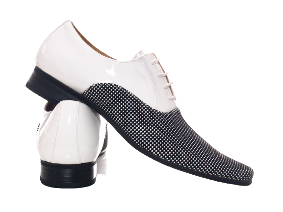 Chaussures de ville homme design, chaussures de costume, chaussures de soirée, aspect verni blanc # 157-81