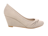 Damen Pumps Keilabsatz Schuhe Beige  # 9381