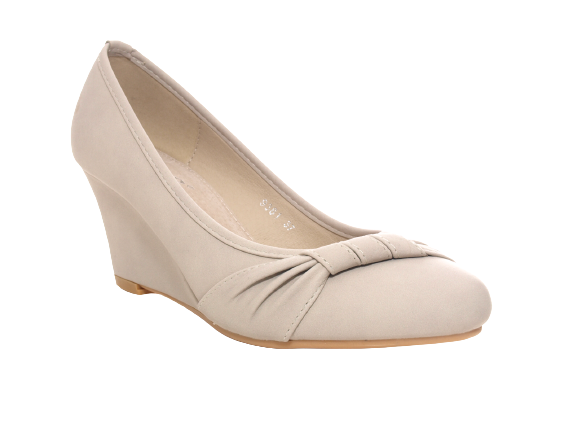 Damen Pumps Keilabsatz Schuhe Beige  # 9381