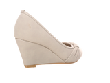 Damen Pumps Keilabsatz Schuhe Beige  # 9381