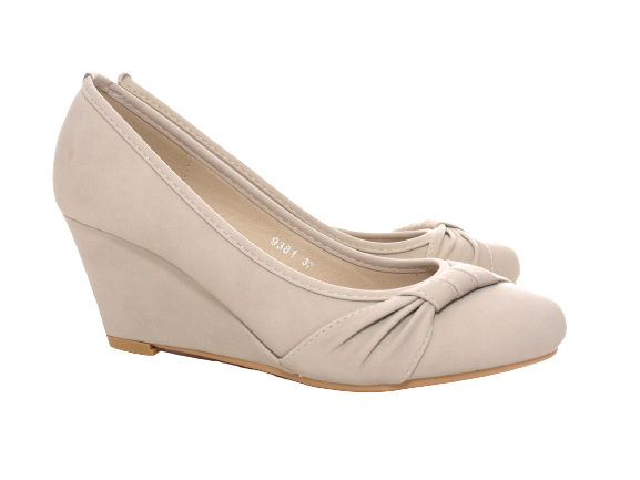 Damen Pumps Keilabsatz Schuhe Beige  # 9381