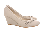 Damen Pumps Keilabsatz Schuhe Beige  # 9381