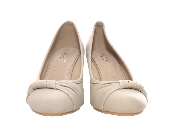Damen Pumps Keilabsatz Schuhe Beige  # 9381