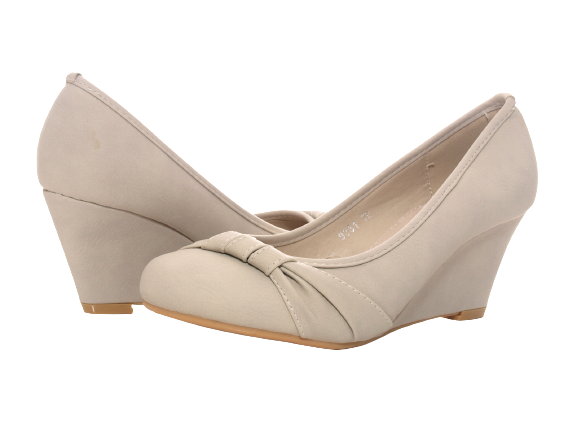 Damen Pumps Keilabsatz Schuhe Beige  # 9381