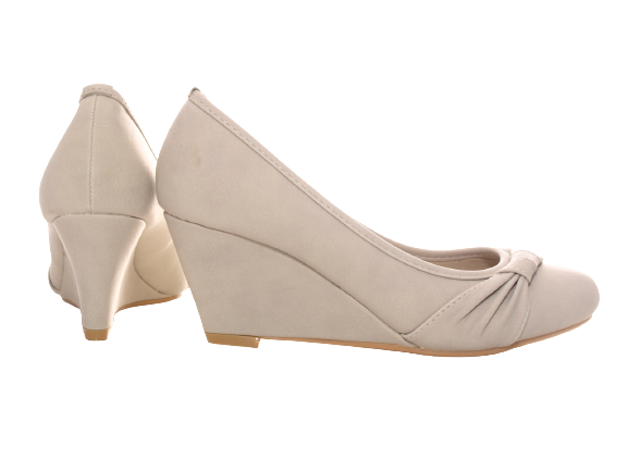 Damen Pumps Keilabsatz Schuhe Beige  # 9381