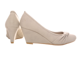 Damen Pumps Keilabsatz Schuhe Beige  # 9381