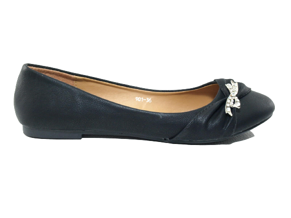 Chaussures à enfiler pour femmes, ballerines, loafers, mocassins, slip-on, chaussures plates, loisirs, noir # 901-36