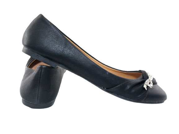 Chaussures à enfiler pour femmes, ballerines, loafers, mocassins, slip-on, chaussures plates, loisirs, noir # 901-36