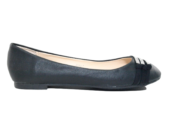 Ballerines mocassins sans lacets pour femmes, chaussures plates décontractées, noir # 8382-7