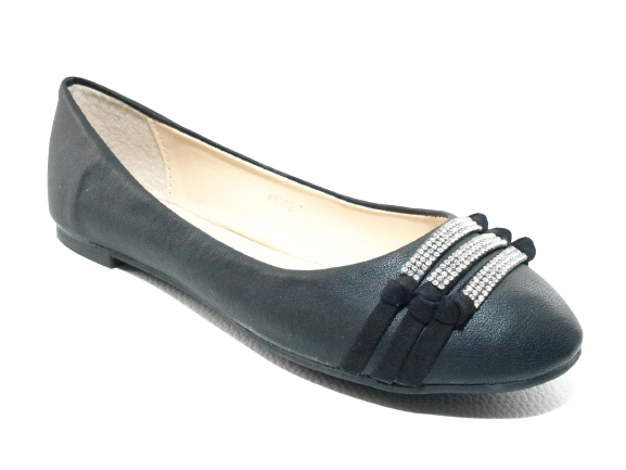 Women's Slip-on Shoes Ballerinas Loafers Moccasins Slip-on Flats Casual Black # 8382-7