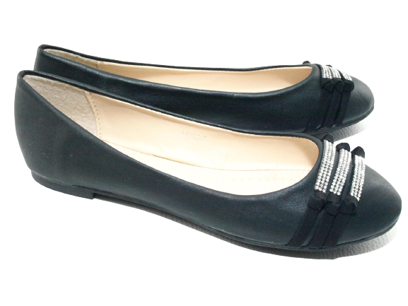 Women's Slip-on Shoes Ballerinas Loafers Moccasins Slip-on Flats Casual Black # 8382-7