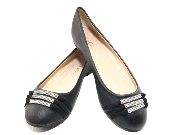 Women's Slip-on Shoes Ballerinas Loafers Moccasins Slip-on Flats Casual Black # 8382-7