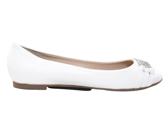 Mocassins ballerines chaussures basses à enfiler pour femmes décontractées blanc # 8382-7