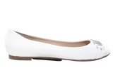 Damen Slipper Halbschuhe Ballerina Loafer Mokassins Slip On Flats Freizeit White # 8382-7