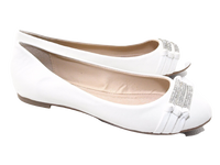 Damen Slipper Halbschuhe Ballerina Loafer Mokassins Slip On Flats Freizeit White # 8382-7