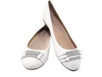 Damen Slipper Halbschuhe Ballerina Loafer Mokassins Slip On Flats Freizeit White # 8382-7