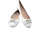 Damen Slipper Halbschuhe Ballerina Loafer Mokassins Slip On Flats Freizeit White # 8382-7