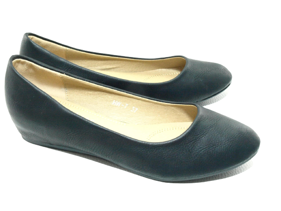Chaussures à enfiler femme compensées ballerines mocassins slip-on plates décontractées noir # 7
