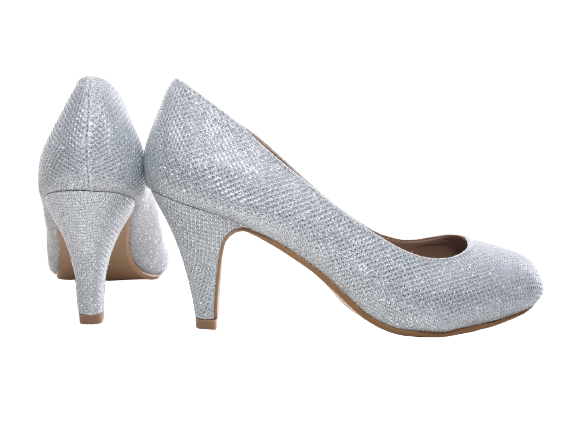 Women's High Heel Platform Pumps Evening Shoes Stilettos Silver # 9373
