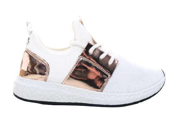 Baskets basses de sport pour femme, chaussures de loisirs, sneakers blanc doré n° 241